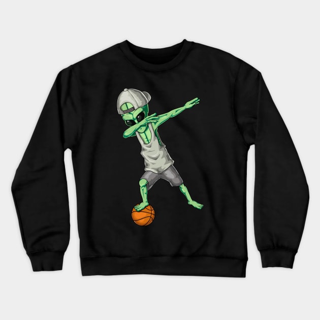 Cool Alien Dabbing - Funny Basketball Lovers Gift Crewneck Sweatshirt by DnB